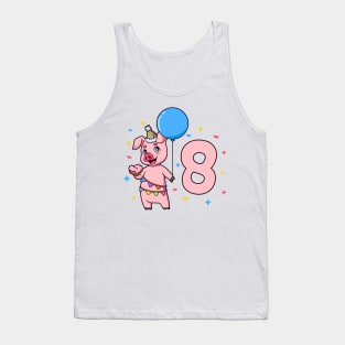 I am 8 with pig - kids birthday 8 years old Tank Top